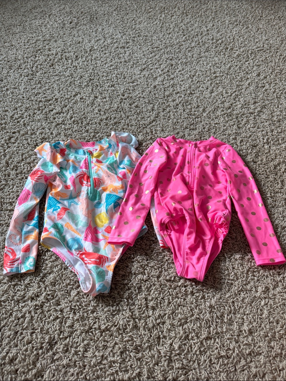 wonder nation Girls Long-Sleeve Pink Polka Dot Rashguard